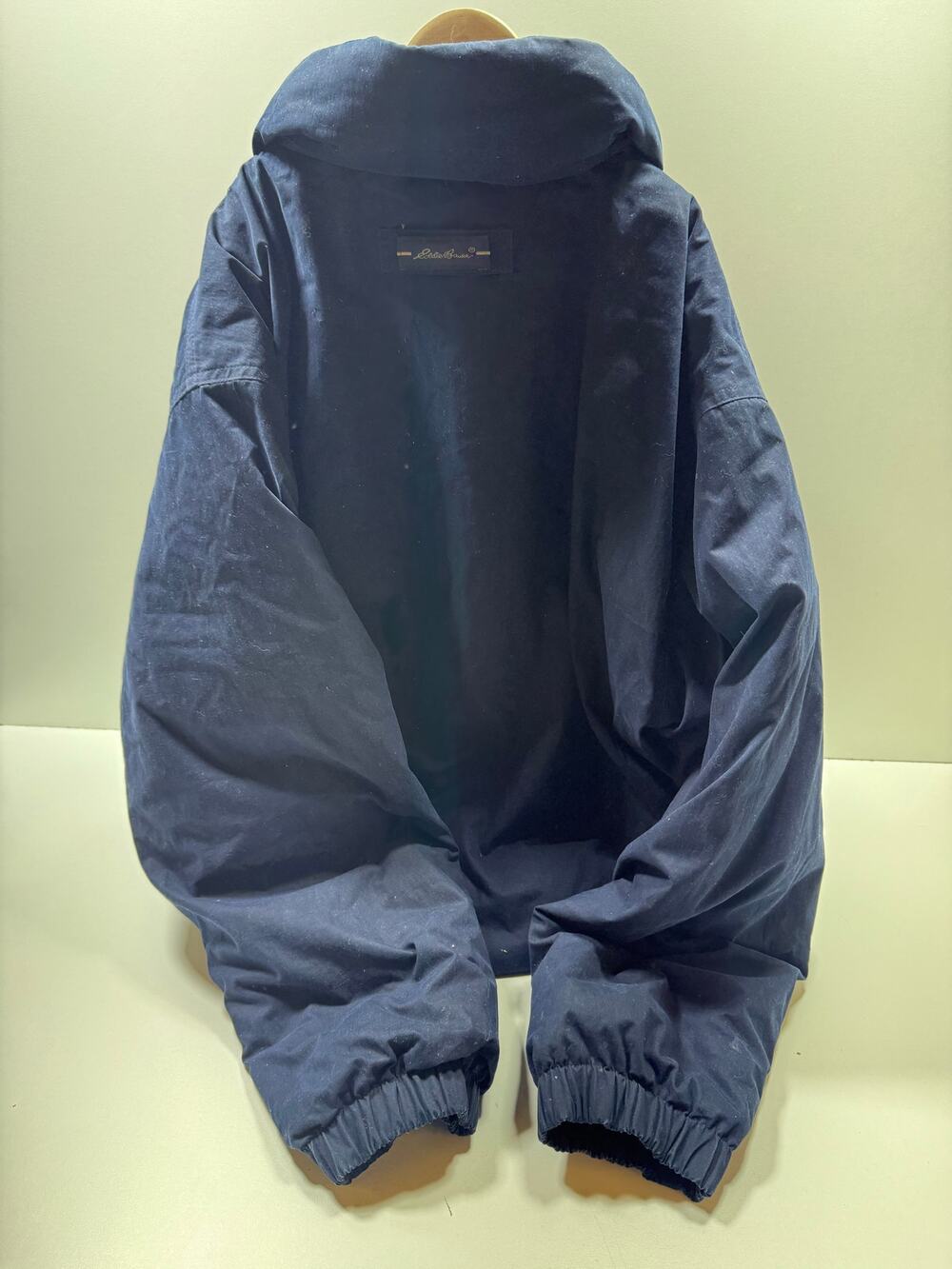 Eddie Bauer Men’s Large Outdoor Outfitter Goose Down Coat Hooded Navy Blue Ski